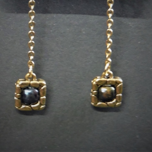 Orange & Purple Beads Dangling Earrings - Picture 2 of 2